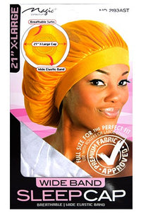 Thumbnail for A woman wearing a yellow wide band sleep cap, packaging shows the product name and size, [X-Large]
