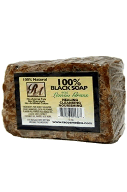 RA COSMETICS 100% BLACK SOAP BAR W/ LEMON GRASS (5OZ)