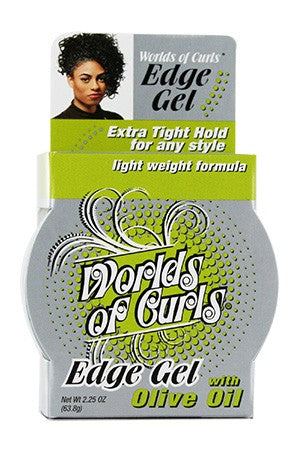 WORLDS OF CURLS EDGE GEL WITH OLIVE OIL (2.25 oz)